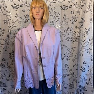 Lavender leather Women's Jacket with Eyelet Detailing